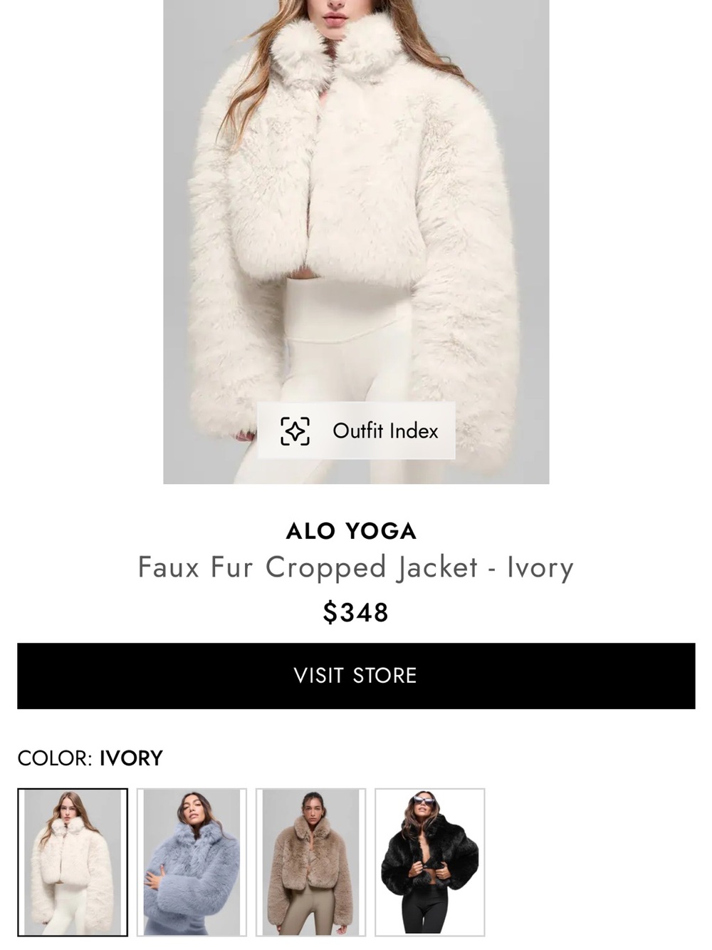 ALO Yoga Ivory Faux Fur Cropped Teddy Jacket